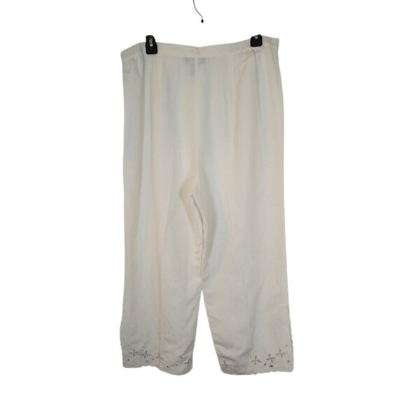 Joy & Peace VTG Off White Embroidered Top & Pants Size 14W Preppy Classic Chic - Picture 6 of 14